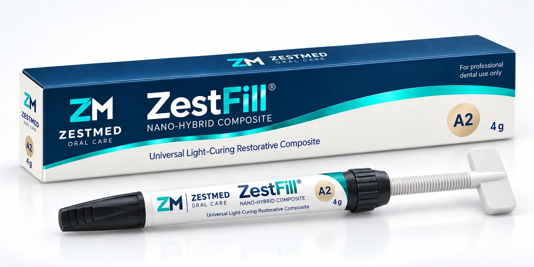 ZestFill restorative composite carton and syringe